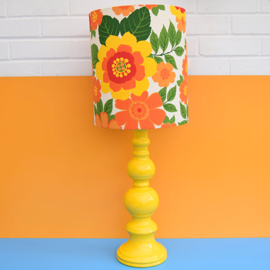 Vintage 1960s Table Lamp - Flower Power Orange & Yellow