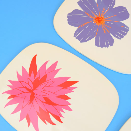 Vintage 1970s Worcester Ware Placemat Set of 6 - Flower Power