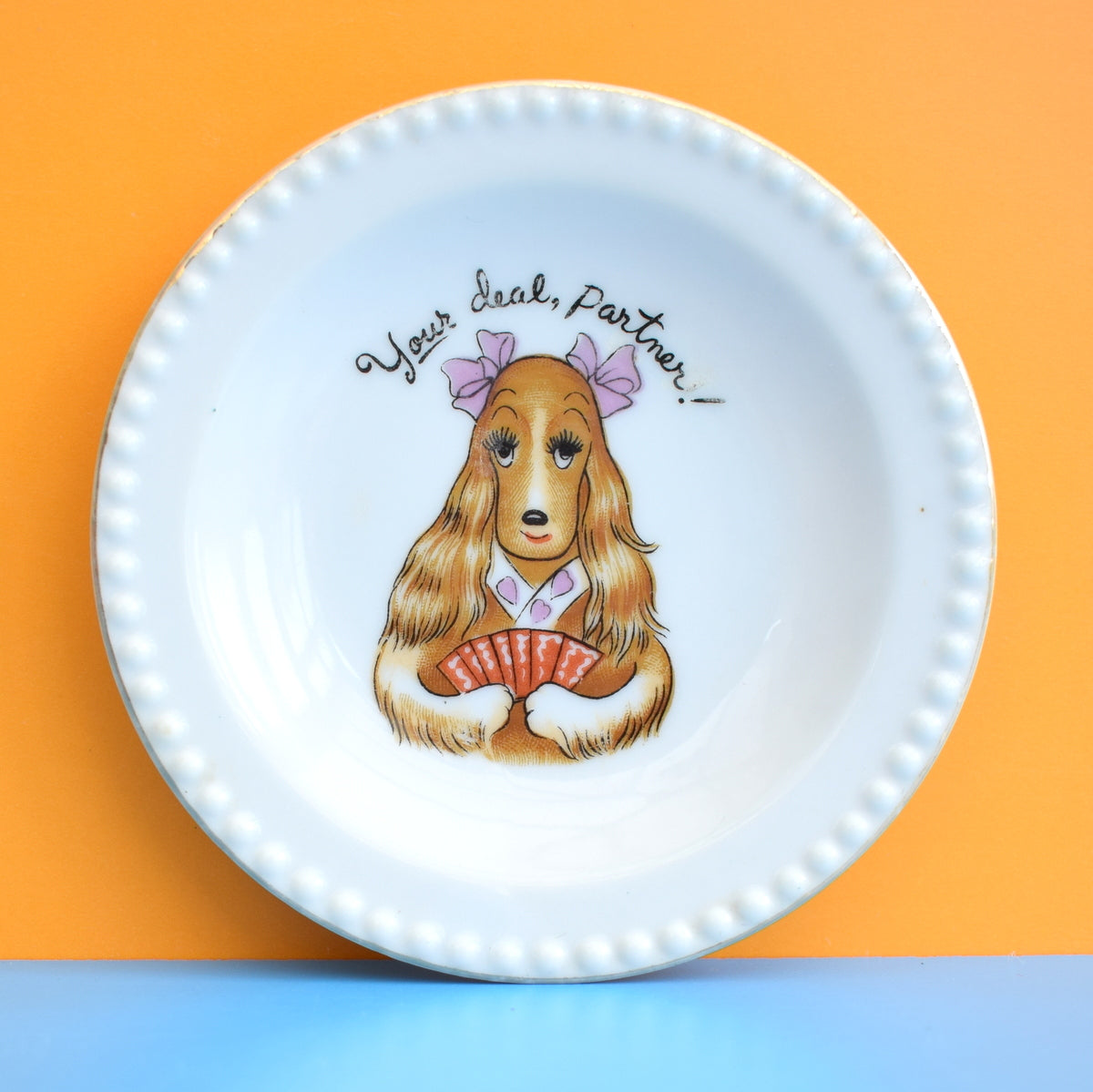 Vintage 1960s Pin Dish - Golden Cocker Spaniel Lady