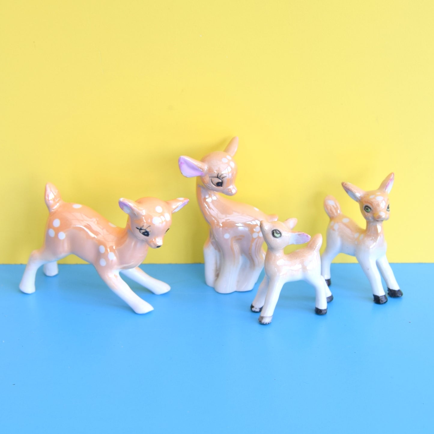 Vintage 1950s Kitsch Ceramic Bambi Deer Family - Mummy & Babies