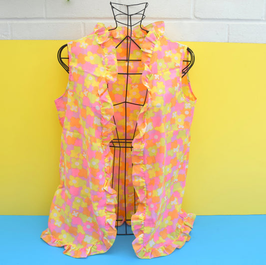 Vintage 1960s Open Shirt / Beach Cover Up - Flower Power