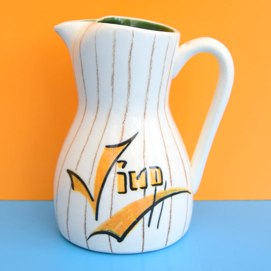 Vintage 1950s Ceramic Vino Jug - Italian Pottery - Wine