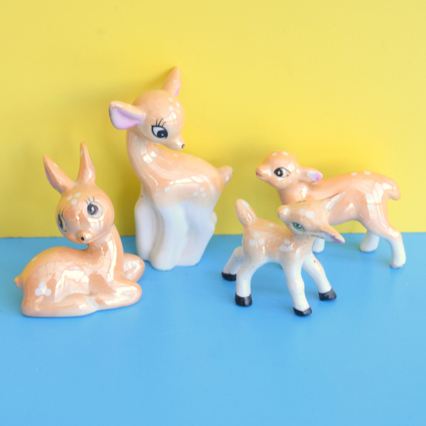 Vintage 1950s Kitsch Ceramic Bambi Deer Family - Mummy & Babies