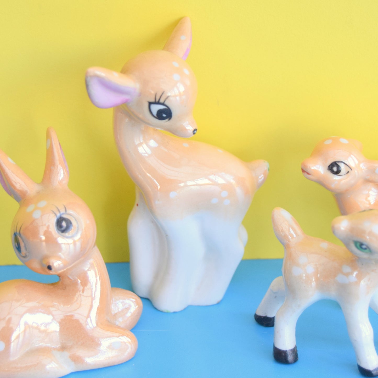 Vintage 1950s Kitsch Ceramic Bambi Deer Family - Mummy & Babies