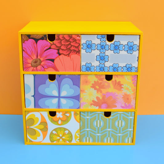 Small Wooden Drawer Unit - Vintage Wallpapers - Patchwork Flowers