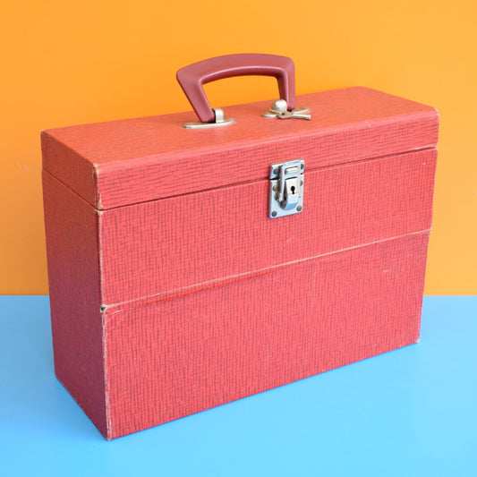 Vintage 1960s Record / Filing Case - Red Rexine by Vintage