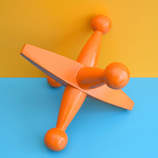 Vintage Wooden Oversized Jack Door Stop / Ornament - Orange