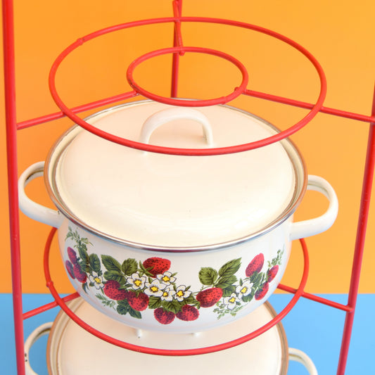 Vintage 1960s Atomic Pan Set - Red / Black