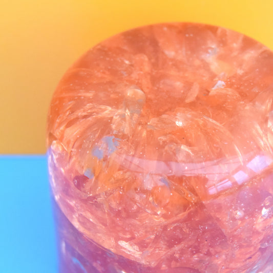 Vintage 1970s Shattaline Domed Paperweight - Orange / Peach