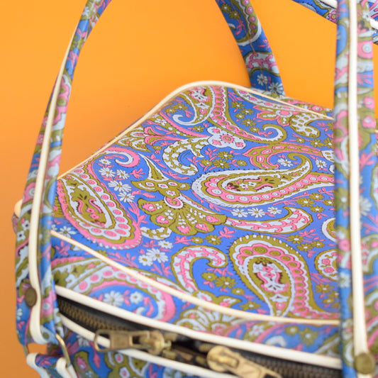 Vintage 1960s Vinyl Cool / Storage Bag - Paisley Purple