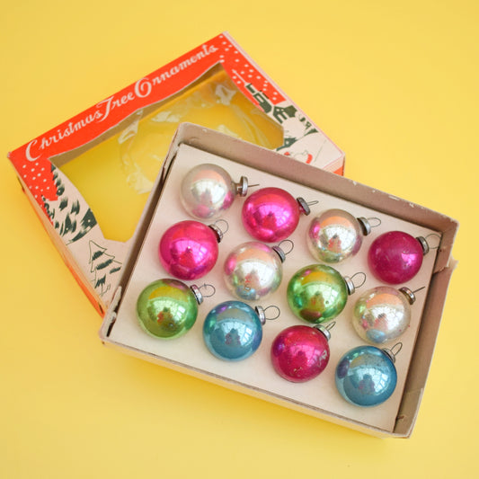 Vintage 1960s Glass Christmas Baubles - Tiny