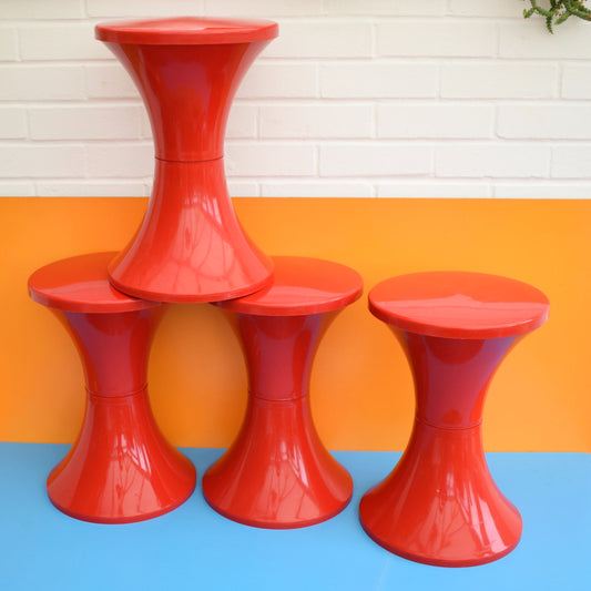 Vintage 1970s Tam Tam Stools - Red by Pineapple Retro