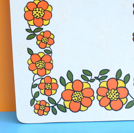 Vintage 1970s Clip Board / Memo Board -Taunton Vale - Flower Power by Pineapple Retro