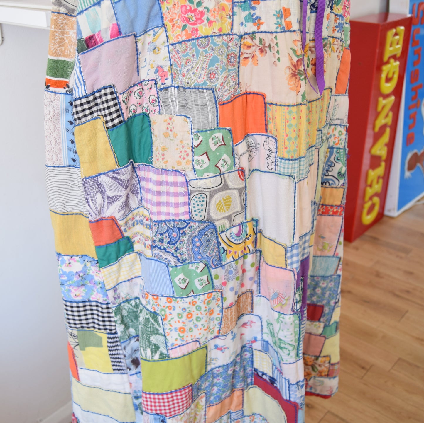 Vintage 1950s Fabric Patchwork Hooded Cape - Amazing!