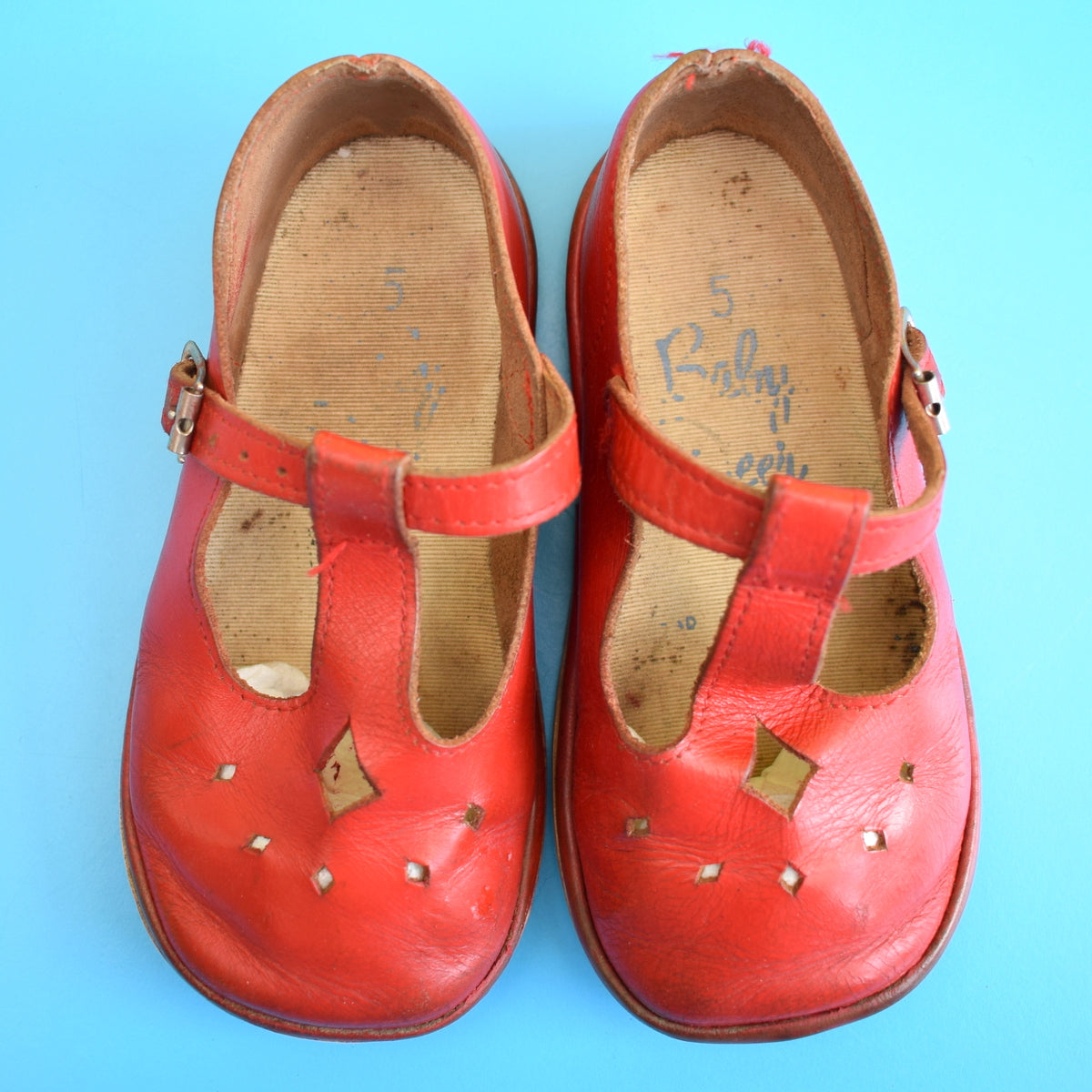 Vintage 1950s Baby Deer Baby First Shoes (Baby) - Leather Red Mary Janes Size 5