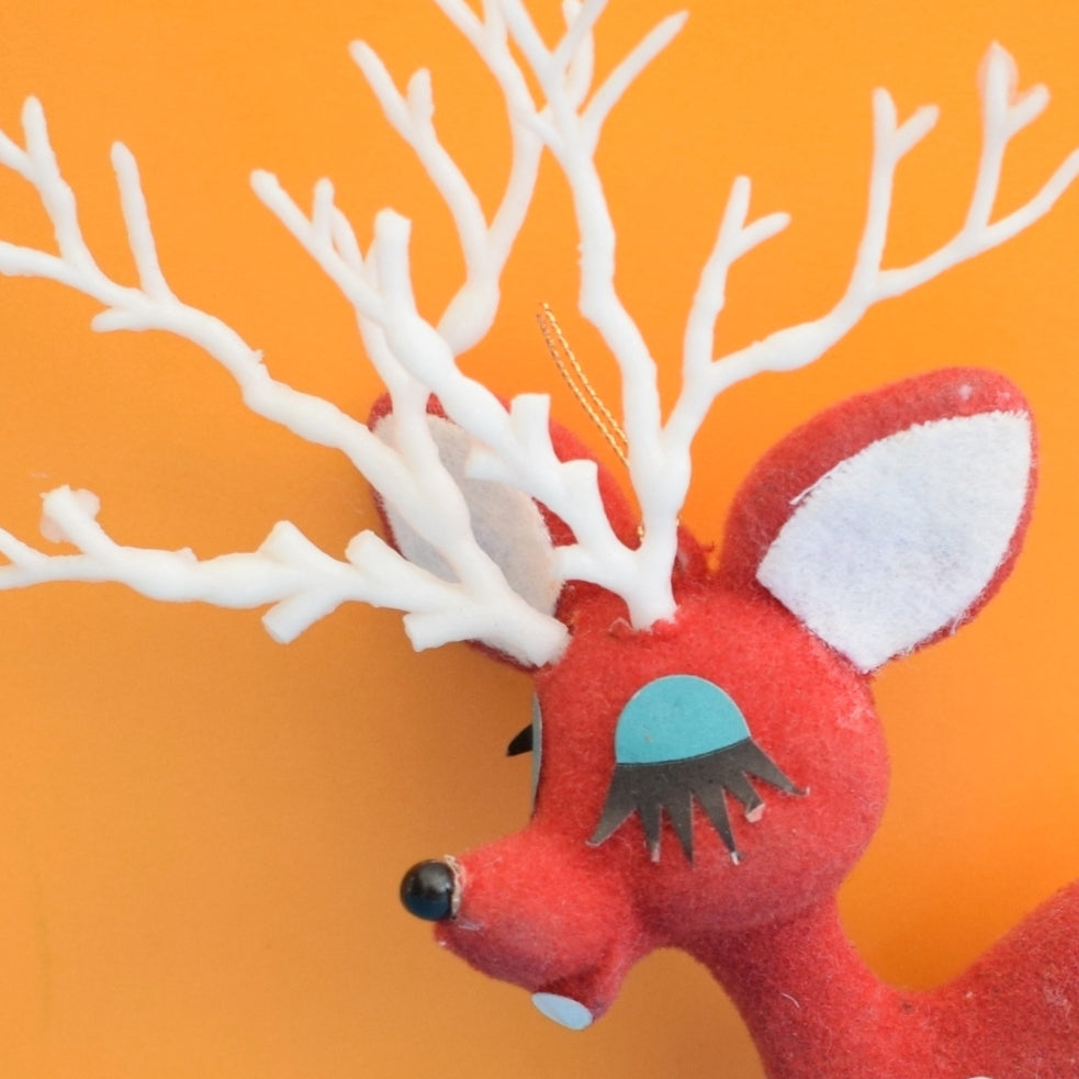 Vintage 1960s Bambi Flocked Kitsch - Red
