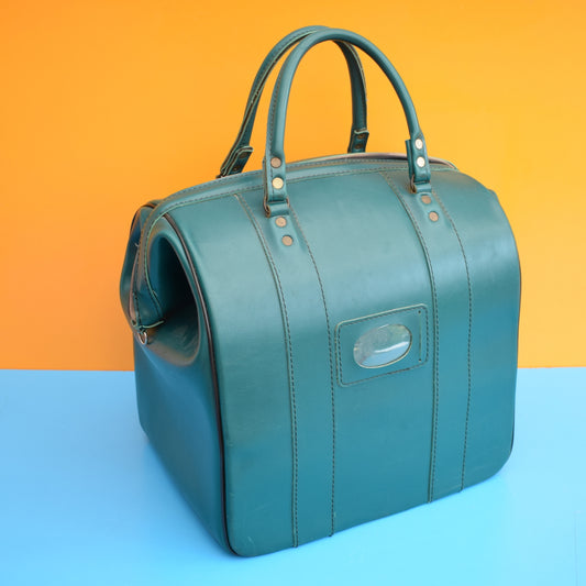 Vintage 1970s Vinyl Luggage Holdall Bag - Teal