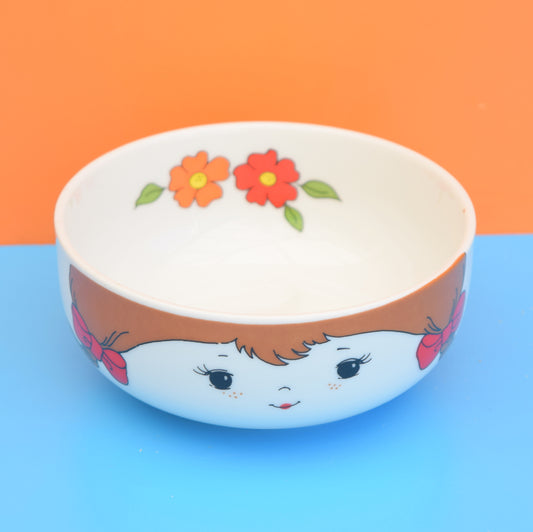 Vintage 1960s Cereal Bowl - Little Girl & Flower Power