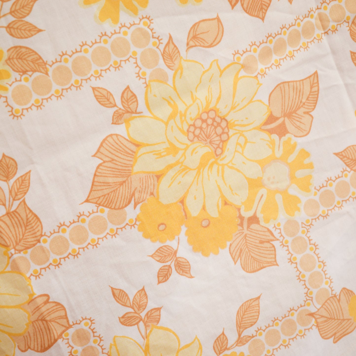 Vintage 1970s Sheets / Fabric - Flower Power - Orange by Vintage