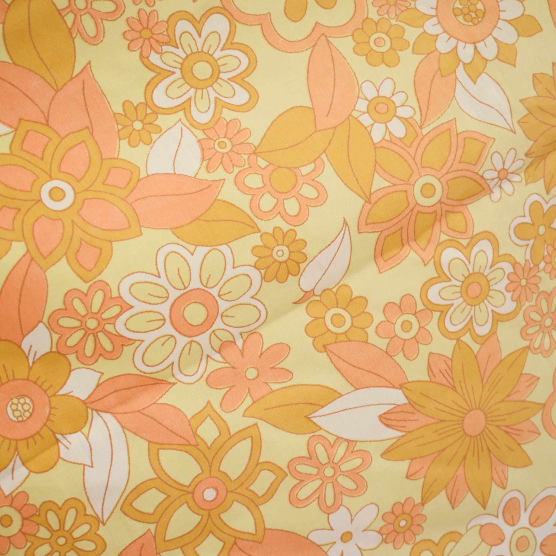 Vintage 1970s Sheets / Fabric - Flower Power - Orange by Vintage