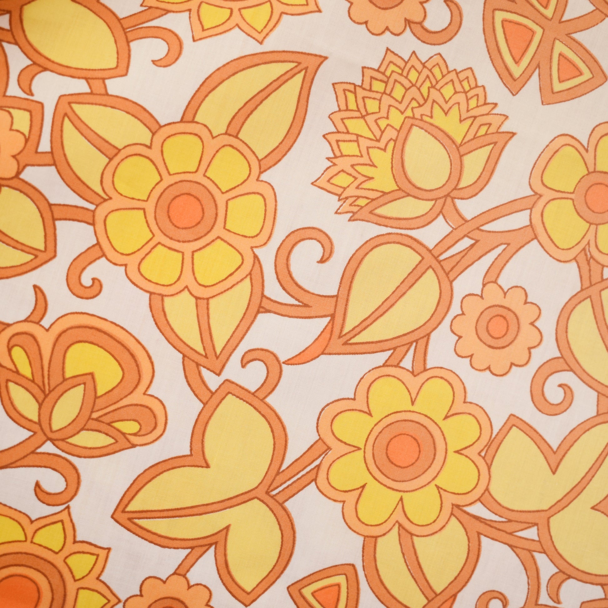 Vintage 1970s Sheets / Fabric - Flower Power - Orange by Vintage