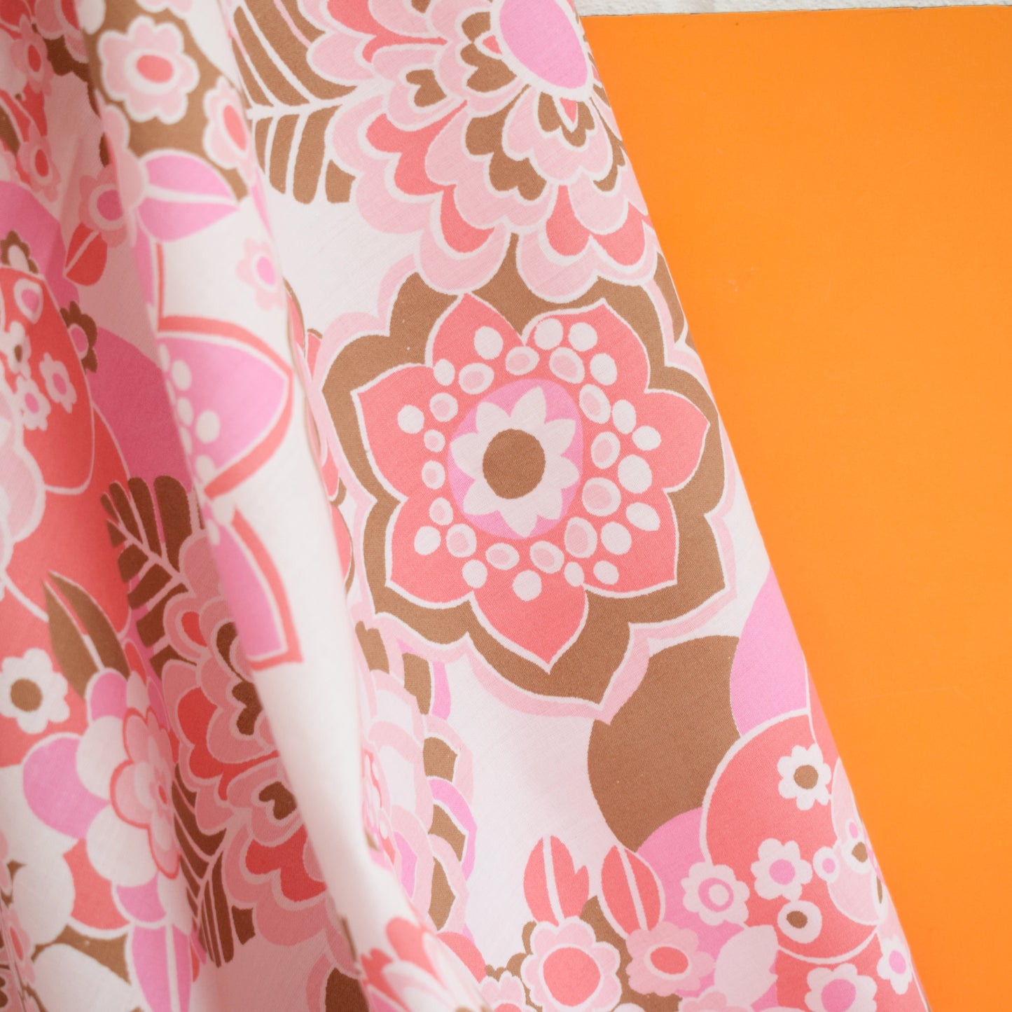 Vintage 1970s Sheet / Fabric - Flower Power - Pink by Vintage