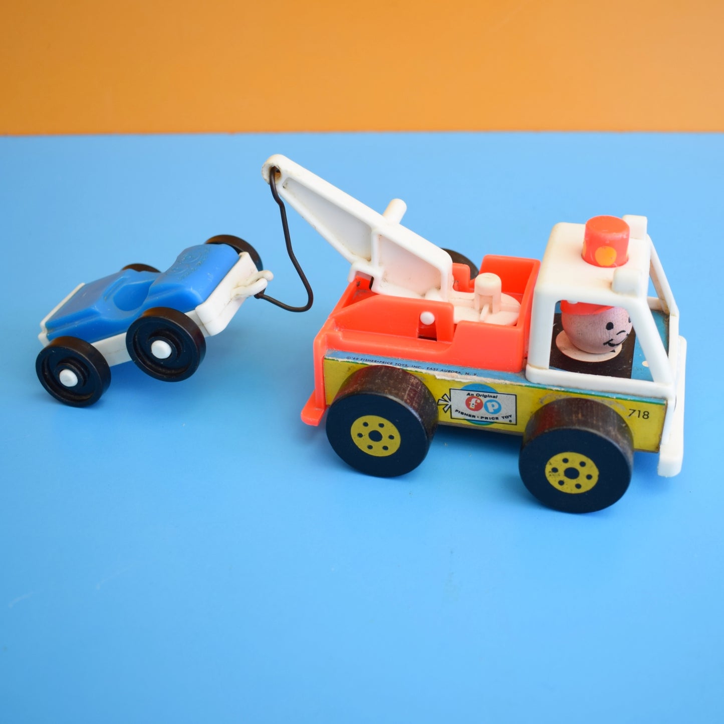 Vintage 1960s Fisher Price Tow Truck & Car