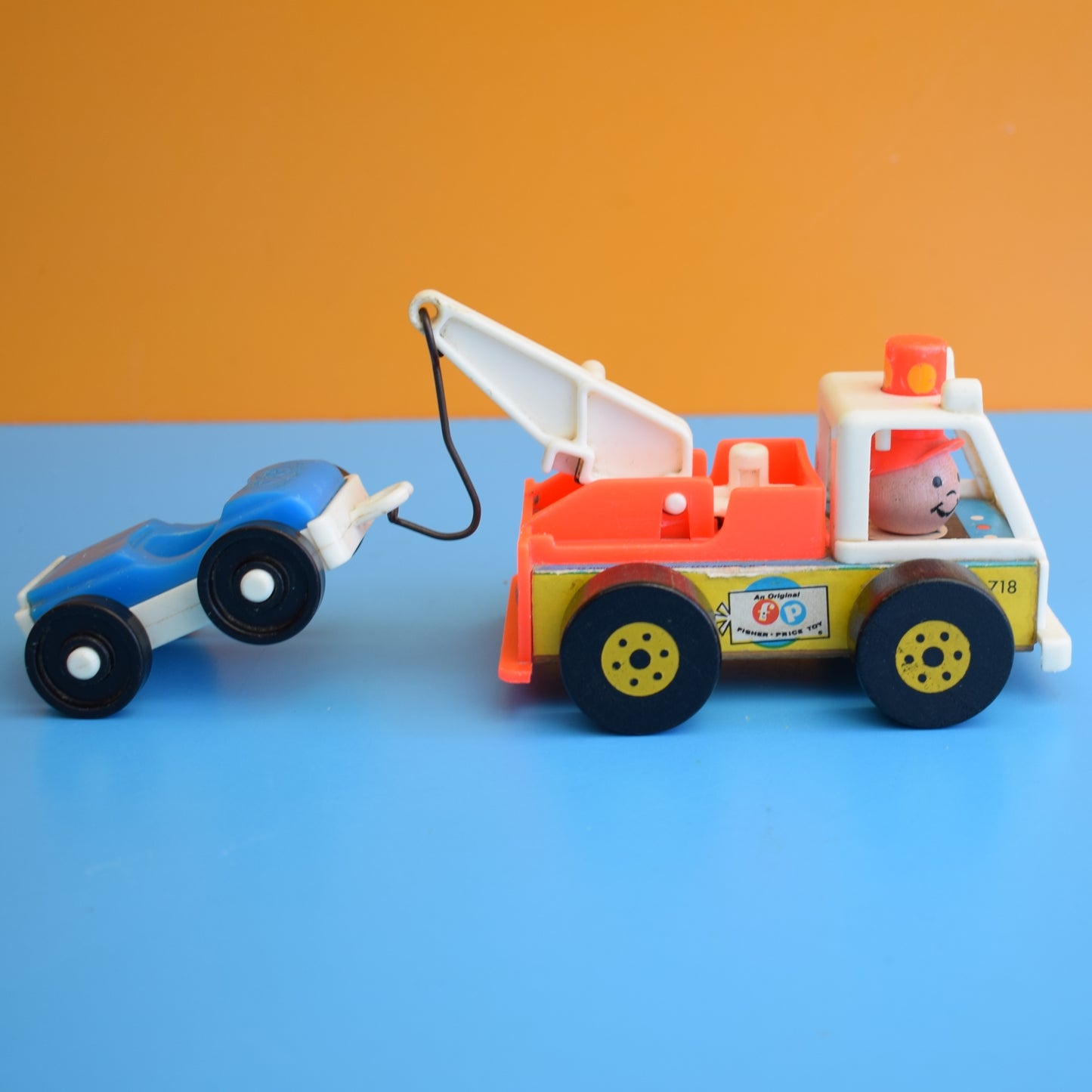 Vintage 1960s Fisher Price Tow Truck & Car
