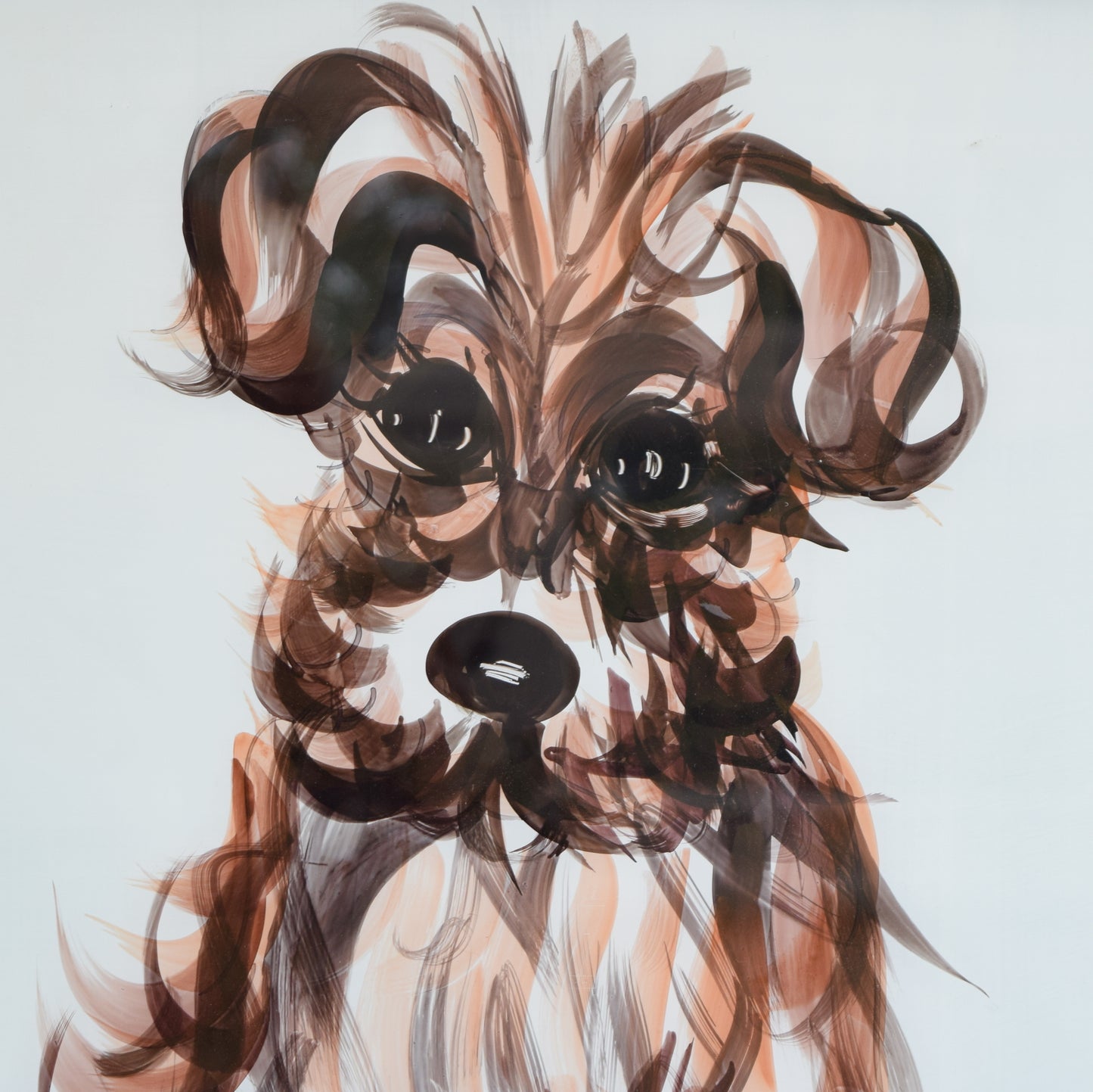 Vintage 1950s Beccafichi Reverse Glass Painting - Scruffy Dog