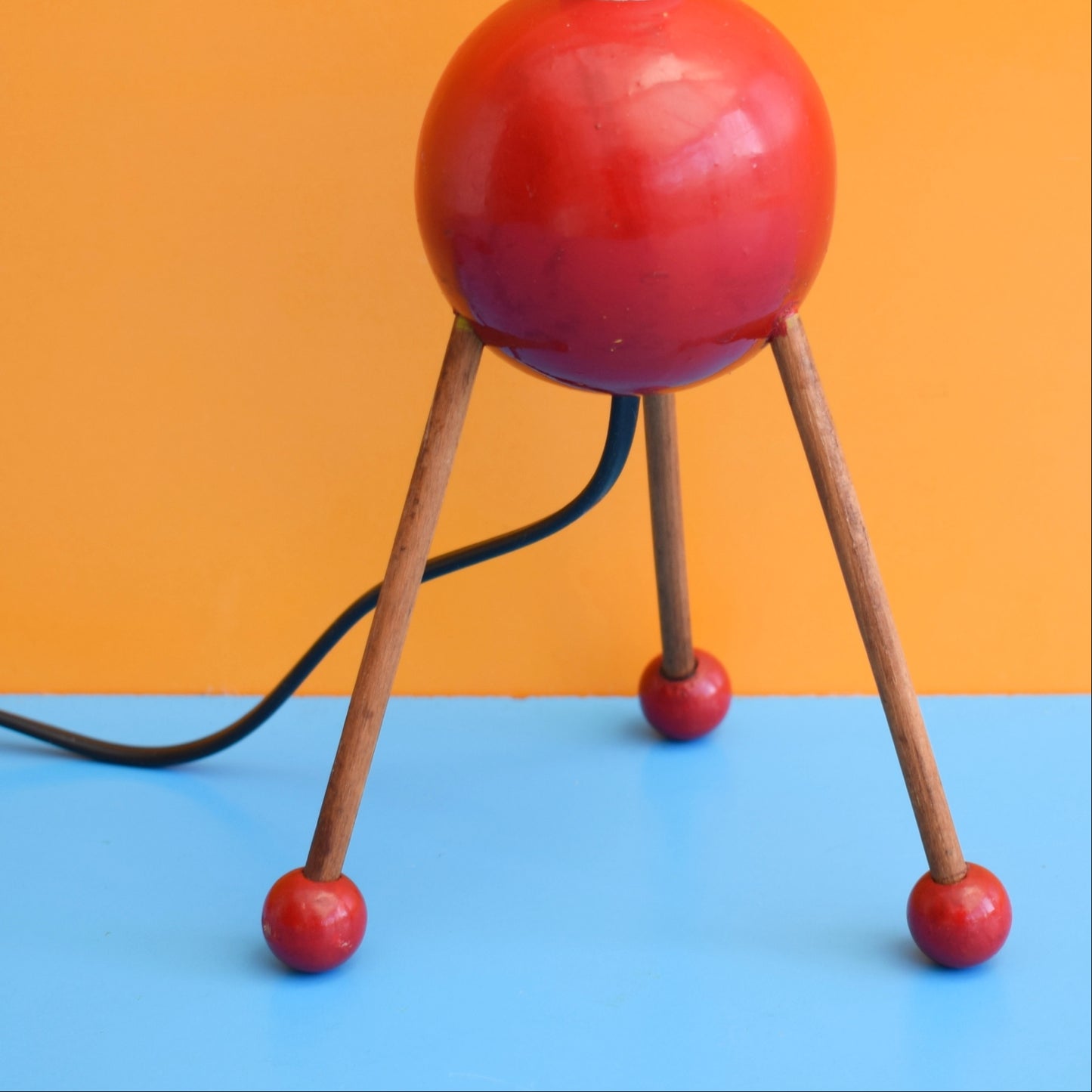 Vintage 1950s Atomic Table Lamp Base - Red