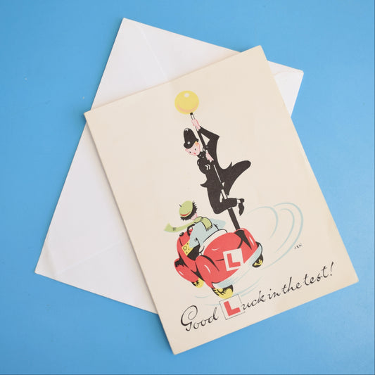 Vintage 1950s Driving Test Good Luck Card by Vintage