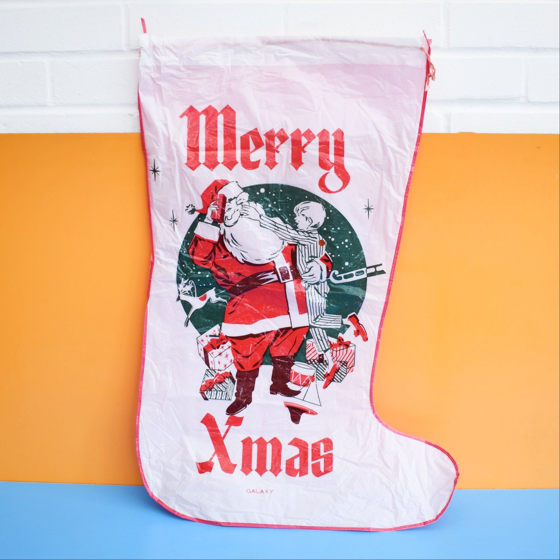 Vintage 1970s Christmas Stocking - Plastic by Vintage