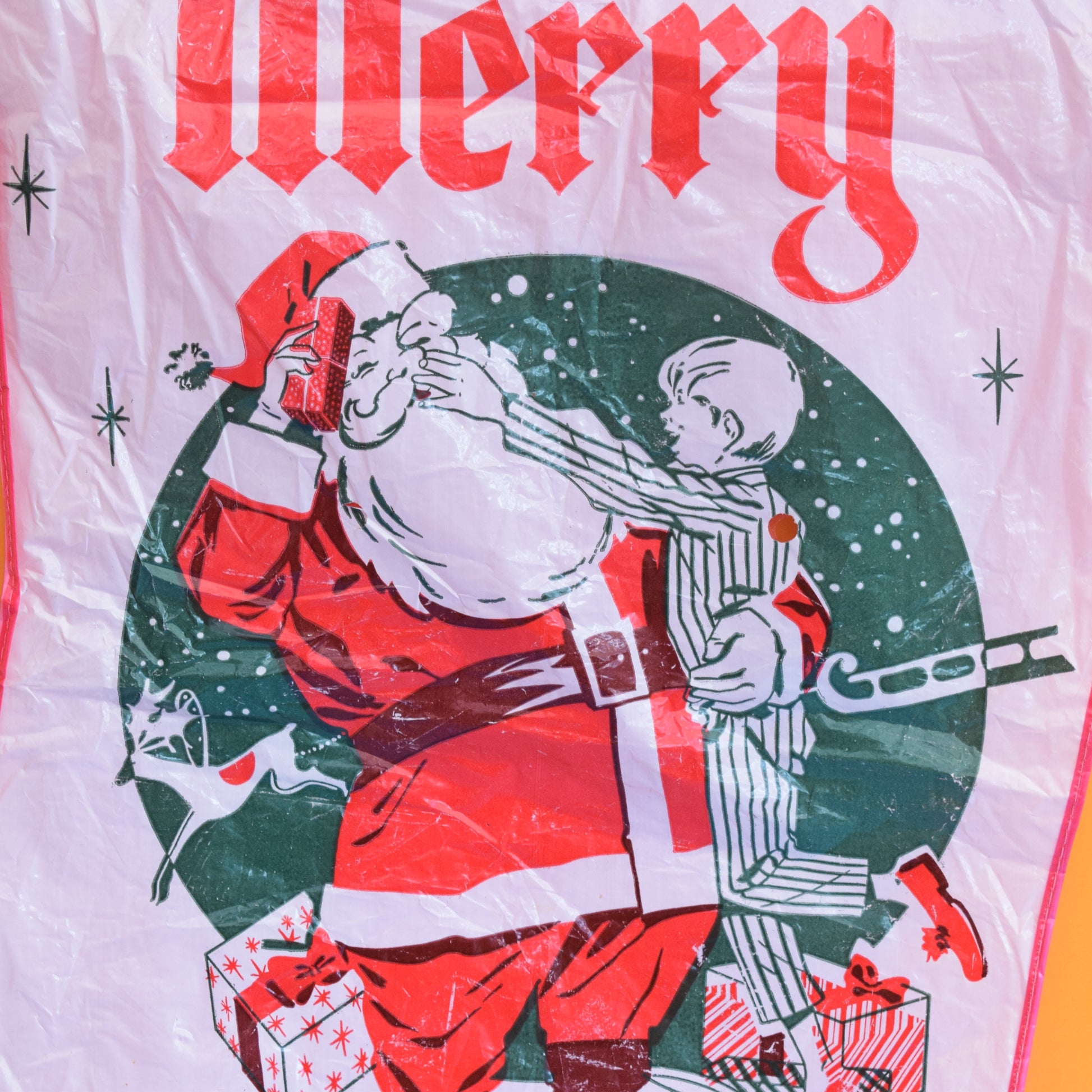 Vintage 1970s Christmas Stocking - Plastic by Vintage