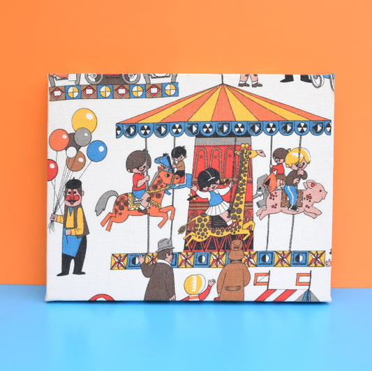 Vintage 1960s Fabric Covered Canvas - Freida Clowes Style - Fairground