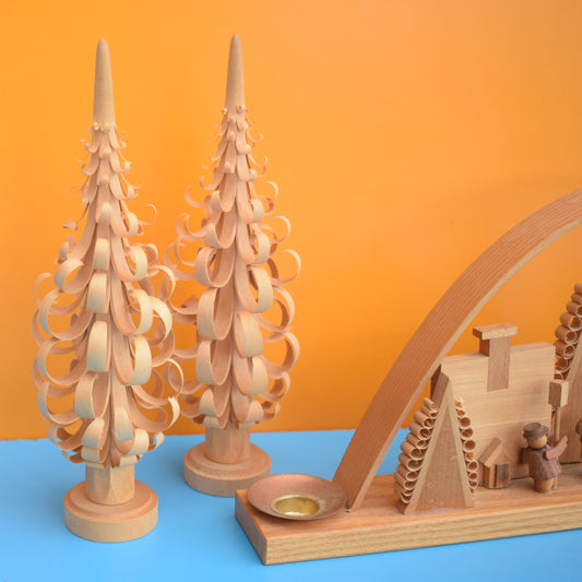 Vintage 1970s German Wooden Candle Decoration / Trees