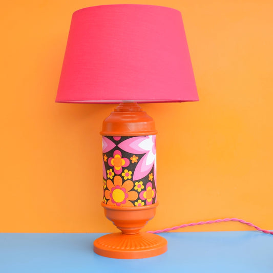 Vintage 1960s Lamp - Flower Power Orange/ Pink