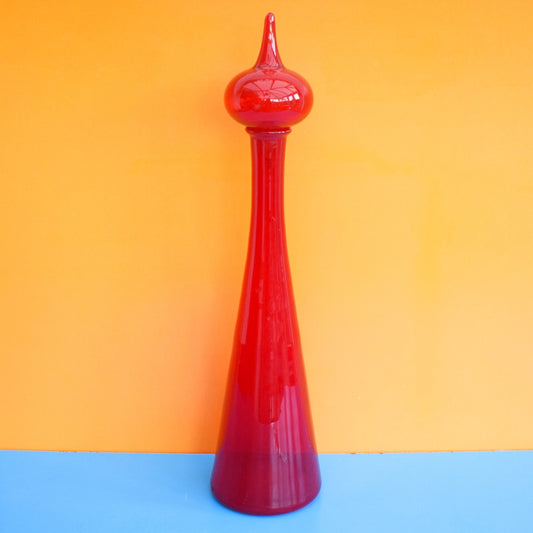 Vintage 1960s Italian Glass Genie Bottle - Red by Pineapple Retro