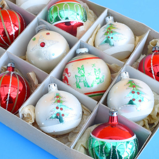 Vintage 1970s Glass Christmas Baubles 12