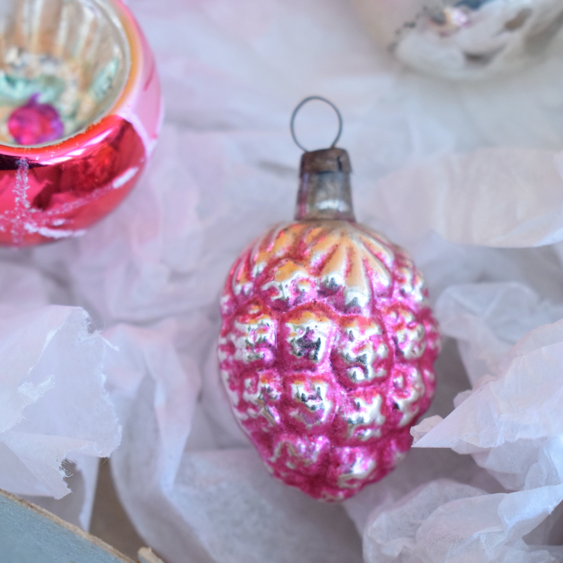 Vintage 1960s Mixed Glass Baubles - Pink by Pineapple Retro