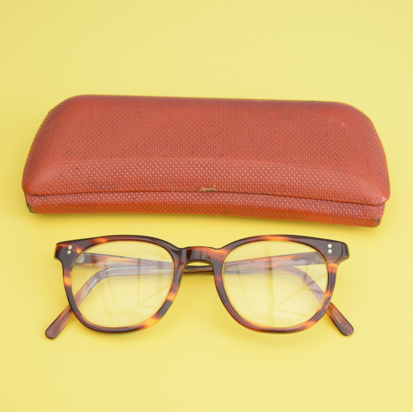 Vintage 1950s  Reading Glasses & Case - Tortoise Shell Effect Lucite Frames