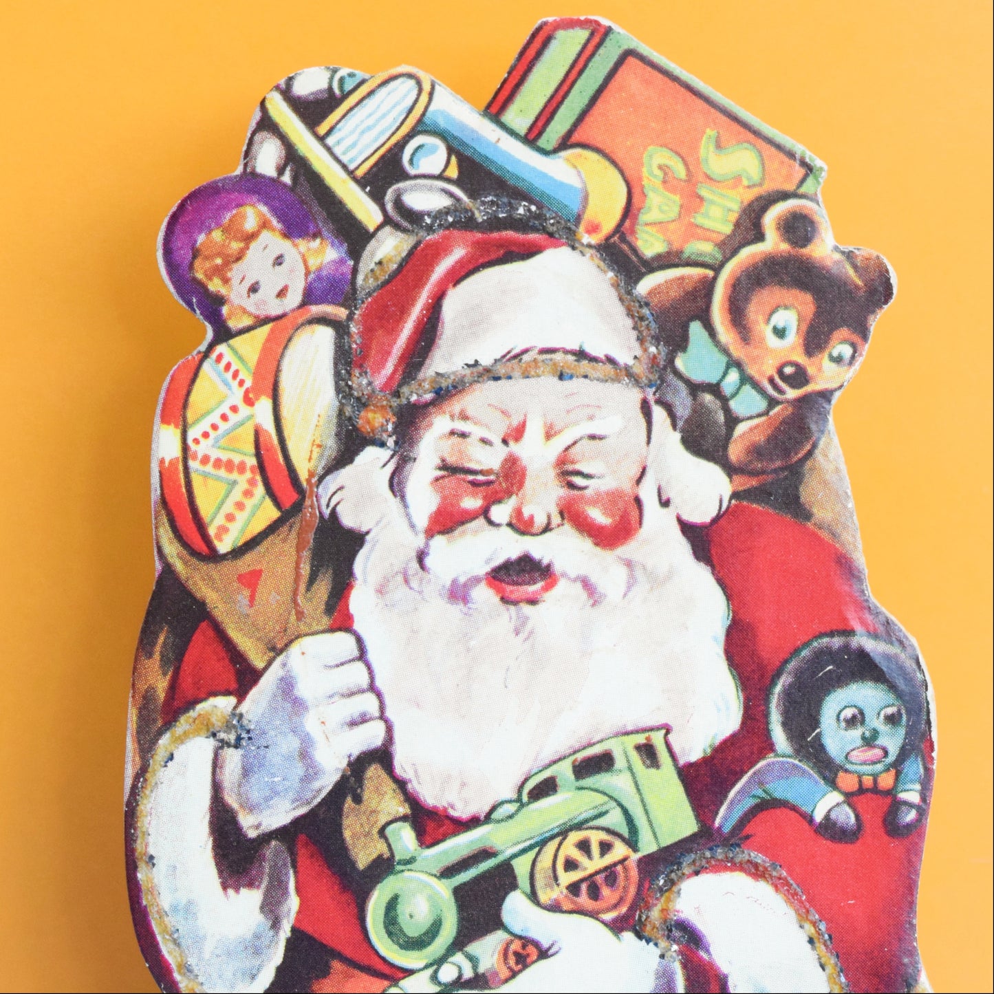 Vintage 1950s Card Noise Maker - Father Christmas
