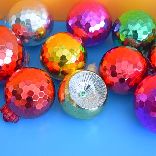 Vintage 1970s Plastic Christmas Disco Balls x13 .