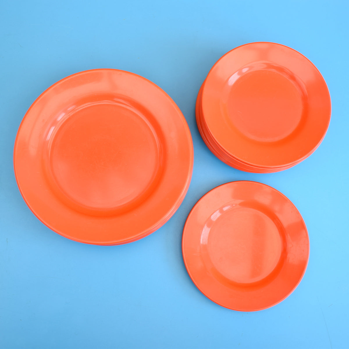 Vintage 1970s Rosti Plastic Plates - Danish - Blood Orange