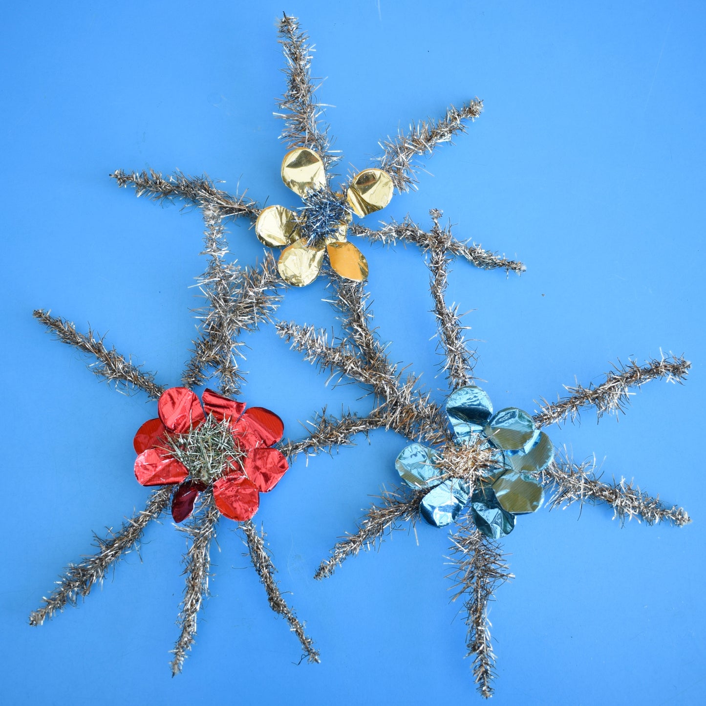 Vintage 1960s Tinsel Christmas Star Toppers