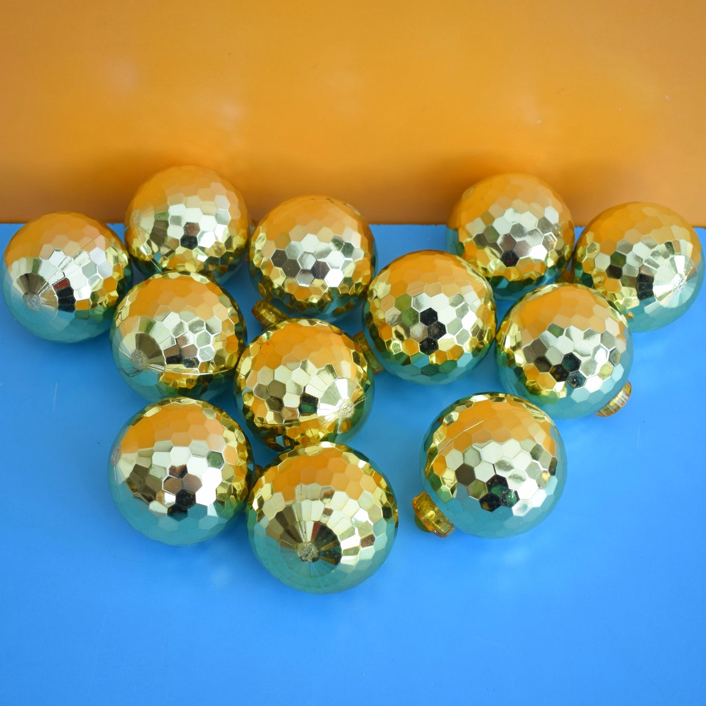 Vintage 1970s Plastic Christmas Disco Balls -Gold