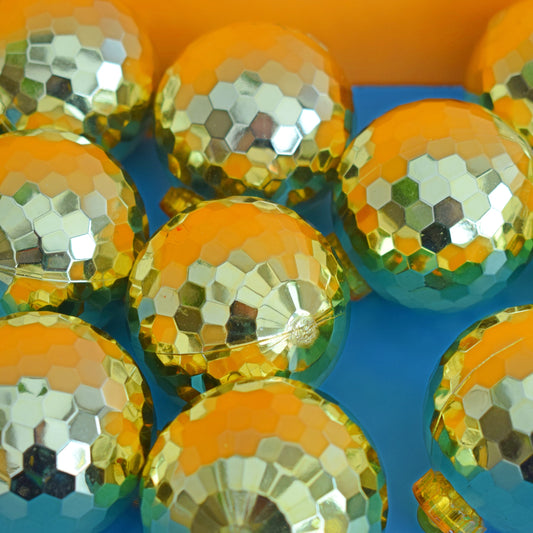 Vintage 1970s Plastic Christmas Disco Balls -Gold