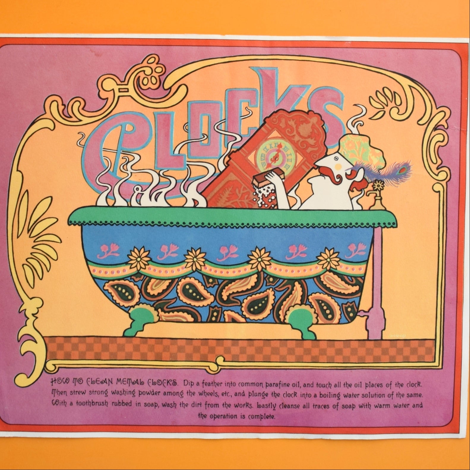 Vintage 1960s Clock Poster- Lowell Herrero by Pineapple Retro