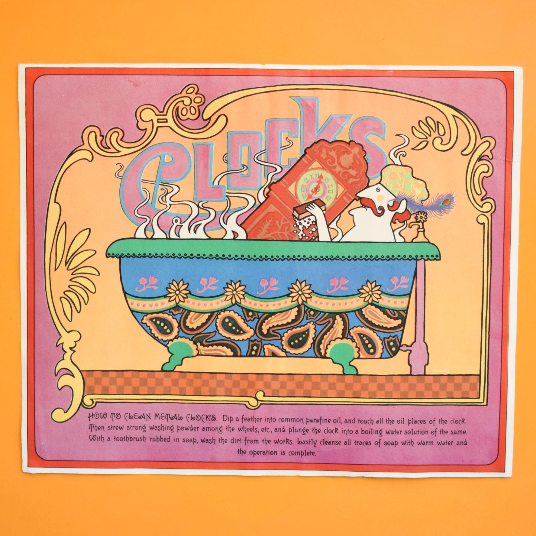 Vintage 1960s Clock Poster- Lowell Herrero by Pineapple Retro