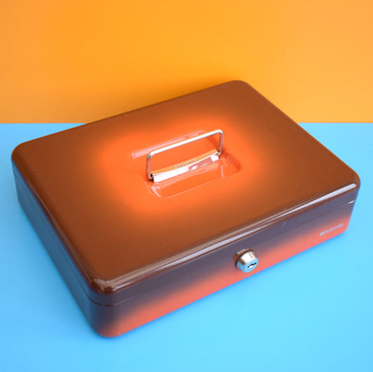Vintage 1980s Large Metal Box / Jewellery Box - Brabantia - Orange