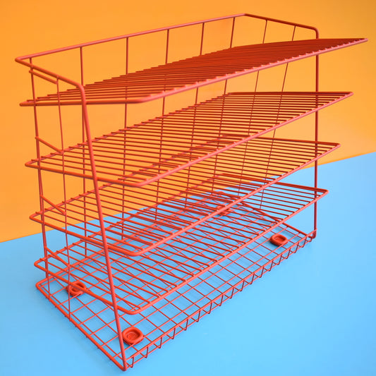 Vintage 1970s Wire Desk Filing / Vegetable Rack - Red by Vintage